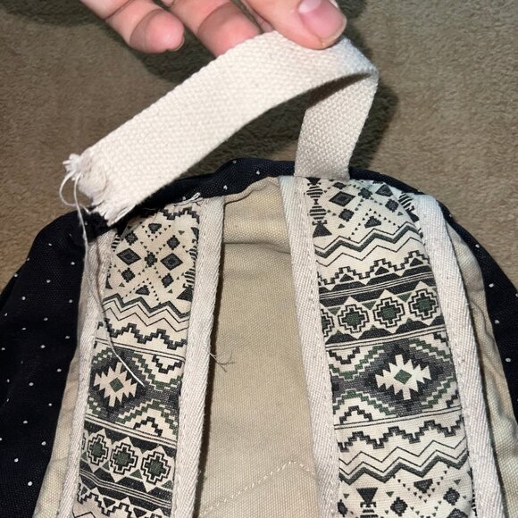 Black White polka dot Aztec geometric abstract zip‎ travel bag backpack B01 - Picture 5 of 8